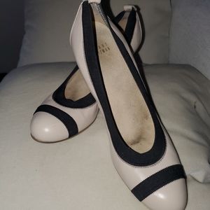 Stuart Weitzman heels bone w ebony trim